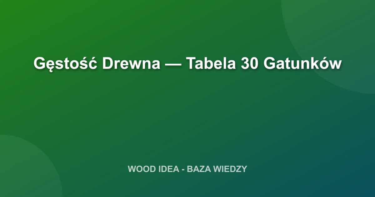 Gęstość Drewna — Tabela 30 Gatunków