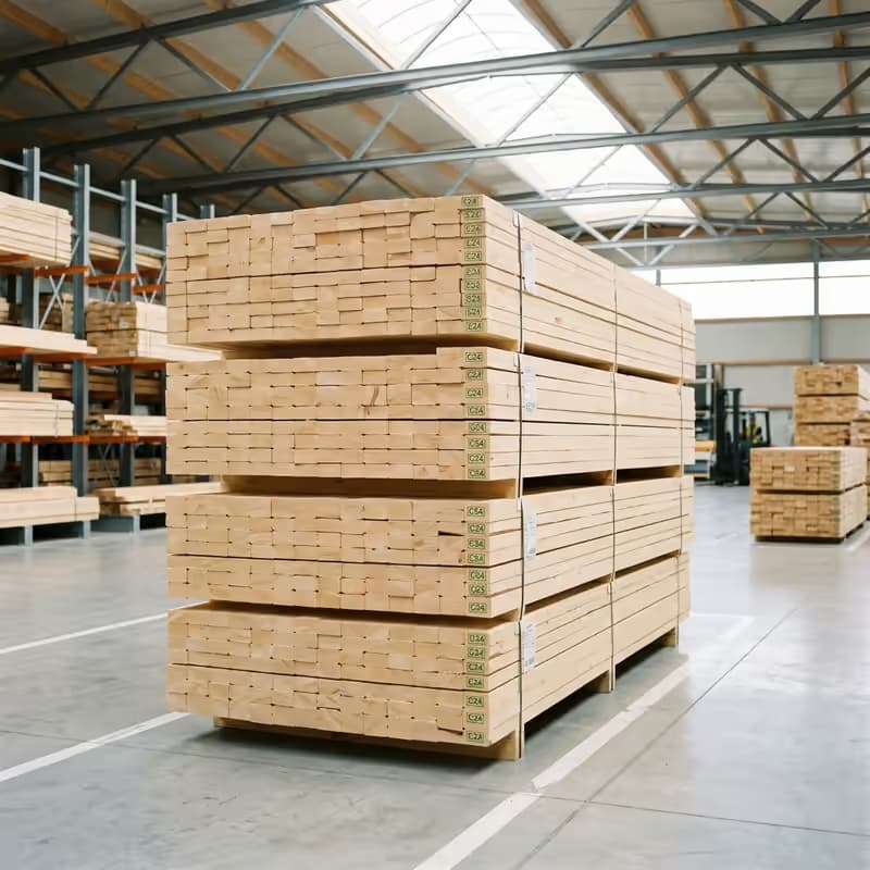 Drewno lite C24 - strugane belki na magazynie