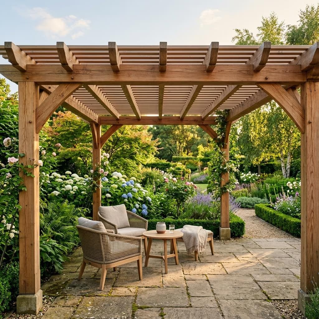 Pergola ogrodowa z drewna profilowanego